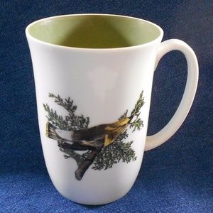 Neiman Marcus Yellow Headed BlackBird Bird Tea Coffee Mug Fitz & Floyd Green